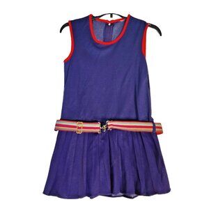 True Vintage 70's Mod Belted Blue Sleeveless Groovy Shirt dress Girls